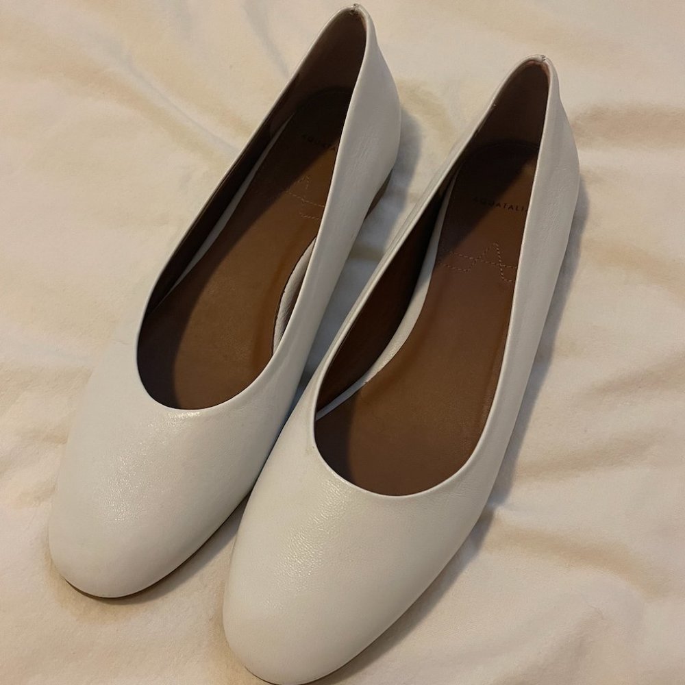 Aquatalia Leather White Ballet Flats (Size 8)
